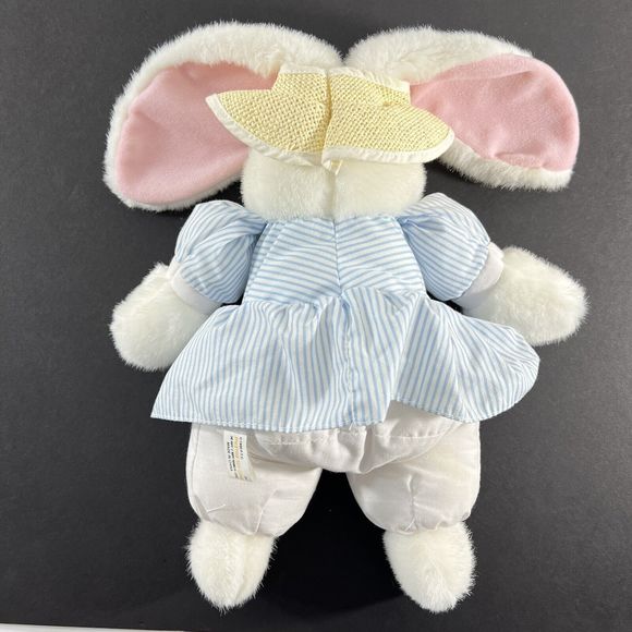 Prestige Toy Corp White Bunny Rabbit Polka Dot Plush Pink Sailer Stuffed Animal - Picture 6 of 7